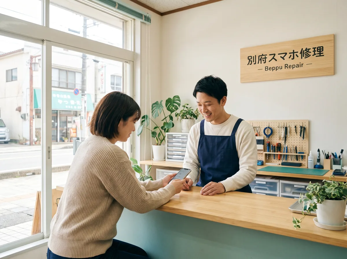 店内でスマホの相談を受けるイメージ